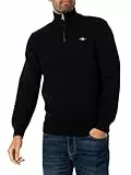 GANT Halfzip Pull en Coton À Demi-Zip Casual, Black, XL Homme