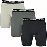 INNERSY Boxer Homme Long Anti Frottement Calecon Sport Running Caleçons Maille Polyamide Lot de 3 (XXL, Gris/Gris Clair/Noir)