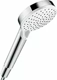 hansgrohe Crometta - Pommeau de douche 2 types de jet, Douchette à main ronde (diamètre 100 mm), Blanc/chromé, 26330400