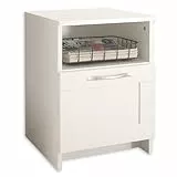 Stella Trading SALIAS Table de chevet blanche - Table de chevet moderne avec tiroir et compartiment de rangement ouvert - 40 x 54 x 42 cm (L/H/P)