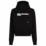 Karl Lagerfeld Jeans Femme Sweat À Capuche avec Logo Essentail Coupe Régulière, Noir, S