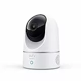 eufy Security IndoorCam E220 Camera Interieur sans Fil, 2K Pan & Tilt, Camera Surveillance WiFi, Détection des Humains et Animaux par l'IA, Assistants Vocaux, Carte microSD Requise