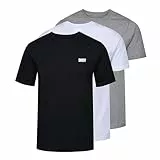 DKNY Lot de 3 t-Shirts à Manches Courtes pour Homme 100% Coton, Noir/Blanc/Gris, XL