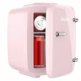 YASHE Mini Frigo de Chambre, 4 Litres Frigo Cosmetique, Petit Frigo Thermoélectrique CA/CC pour Boissons, Nourriture, Beauté, Bureau, Dortoir, Voiture, Rose