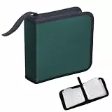 Pochette CD, Pochette Range CD pour 40 CD, Pochettes CD Rangement DVD Chemise pour Voiture et Maison, Vert