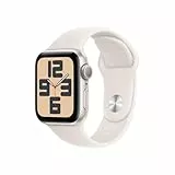 Apple Watch SE (2ᵉ génération) 40 mm GPS Montre connectée avec Boîtier en Aluminium lumière stellaire et Bracelet Sport lumière stellaire (S/M). Suivi activité et Sommeil, détection Accidents