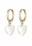 Elli Boucles d'Oreilles Femmes Créoles Cœur Pendentif Couleur Or avec Coquillages