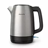 Philips Bouilloire Électrique Bouilleur - 1.7 L, Couvercle à Ressort et Voyant Lumineux, Inox, Socle 360° (HD9350/90)