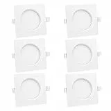 Lumare LED Spot à encastrer 6W | Set de 6 pièces | IP44, 400lm | extra plat, profondeur d'encastrement 26mm | Slim Spot de plafond Blanc Carré | Avec ampoule LED intégrée