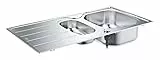 GROHE Évier de cuisine 1,5 bacs avec égouttoir cuve et moyen, K300, réversible, 97 x 50 x 17 cm, acier inoxydable chromé, 31564SD1 (Import Allemagne)