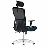 Chaise Bureau, Fauteuil de Bureau Confortable, Chaise de Bureau Ergonomique Appuie-Tête et Accoudoir Réglables, Maille Respirante, Support Lombaire Réglable, Roulement 150KG