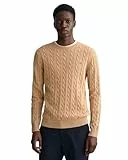 GANT Pull à col en C en Coton pour Homme, Kaki Mel, M