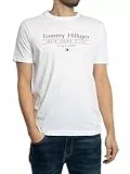 Tommy Hilfiger T-Shirt Manches Courtes Homme Center Stack Tee avec Col Ras-du-Cou, Blanc (White), M