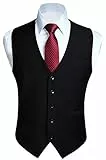 HISDERN Formel Gilet de Coton de Couleur Unie Gilet daffaires de Fete de Mariage pour Hommes,Couleur Noir,L