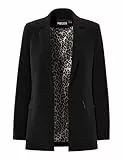 PIECES Blazer Pcbozzy Ls Detail Noos BC CP pour Femme, Noir/détails : imprimé léopard, M