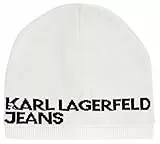 KARL LAGERFELD JEANS Femme Bonnet À Logo Simple Couche Blanc, One Size