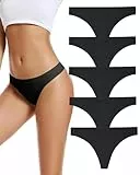 VOENXE String Tanga Femme sans Couture,Invisible Culotte Taille Basse,Seamless Slip Femme,Sport Women Thong Underwear Microfibre,sous-vêtements Multipack Bresilien,Confortable Panties Lot de 5