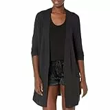 Amazon Essentials Cardigan Ultraléger Ouvert sur Le Devant, Coupe Décontractée Femme, Noir, S