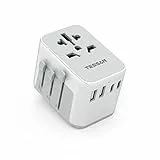 TESSAN Adaptateur Prise Universelle, Adaptateur Universel de Voyage avec 2 USB et 2 USB C, Adaptateur Universel France vers USA UK Allemagne Australie Chine Japon, Adaptateur Prise vers France