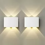 Gebiuhoo Blanc Applique Murale intérieur 2 Pièces 8W Lampe Murale LED Chambre Exterieur éclairage haut et bas blanc chaud 2800-3200K étanche IP66 pour une utilisation intérieure