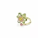 Swarovski Bague ouverte Idyllia, Tailles variées, Fleur, Verte, Placage de ton or