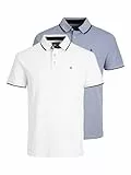 JACK & JONES Homme Jjepaulos Polo 2pk Mp T-shirt, Bright Cobalt/Blanc, XXL EU