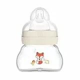 MAM Bottle Feel Good Biberon en verre extra petit avec tétine MAM à débit extra lent Taille 0 Résistant à la chaleur Unisexe 90 ml