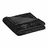 Amazon Basics Plaid Polaire, Douce et Chaude, Moelleuse Couverture pour Canapé, 127 x 152 cm, Noir