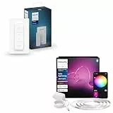 Philips Hue Kit de base LED Smart Solo Lightstrip d'intérieur de 3 m, 1 interrupteur contrôle avec l'application Hue, fonctionne avec Alexa, Google Assistant et Apple HomeKit