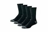 Amazon Essentials Chaussettes de Travail en Coton Respirant, Rembourrée, Durable, Mi-mollet Homme, 4 Paires, Noir, 41-45