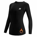 MEETWEE Tee Shirt Thermique Femme, Manche Longue Maillot de Compression Base Layer sous-Vêtements Thermique pour Sports Ski Running