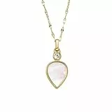 Fossil Collier Pour Femmes , Longueur : 420mm+50mm, Largeur : 18.6mm, Hauteur : 9.8mm Collier En Nacre D'Or Et Acier Inoxydable, JF04248710