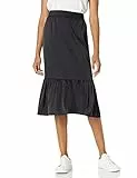 The Drop Jerry Jupe Midi à Enfiler pour Femme, Extensible et Soyeuse, Ourlet Large, Taille Élastiquée dans le Dos, Noir, Taille XS