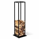 IDMarket - Range bûches Vertical Acier Noir avec étagère H.112 CM pour cheminée