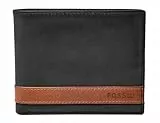 Fossil Portefeuille pour hommes Quinn, 100 % cuir noir 11,43 cm L x 1,9 cm l x 8,89 cm H ML3644001