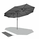 vounot® Parasol de Jardin Double Aluminium 270 x 460cm avec Manivelle Toile 180 GR/m2 Protection Solaire Hauteur 2m50 Résistant à l'eau Housse de Protection Inclus Gris