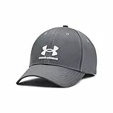 Under Armour Lockup Adj Casquette avec fermeture réglable, casquette de sport confortable pour hommes, gris/blanc