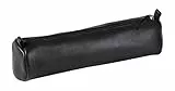 Clairefontaine 8320C - Trousse Scolaire Ronde Noire Ø5,5x22 cm en Véritable Cuir d'Agneau