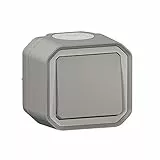 LEGRAND - Interrupteur Mural Etanche Simple ou Va-et-vient 10A Plexo - Commande d'Éclairage Complète Prête à Installer - Pose en Apparent - Fabriqué En France - Gris