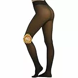 Arkim S/M/L/XL Collant femme hiver, Legging collant polaire femme grande taille, Collants thermiques pour femme - Doublure d'hiver - Faux translucide - En peluche