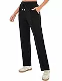 Terecey Pantalon Droit Décontracté Femme en Coton avec Rayures et Cordon Pantalon Jogging Casual Confortable avec Taille Élastique et Poches pour Déplacements Quotidiens et Achats