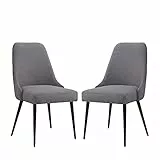 Ball & Cast Chaises de Cuisine rembourrées Lot de 2, chaises de Salle à Manger Modernes, chaises d'appoint Confortables avec Pieds en métal, Gris