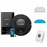 Rowenta X-Plorer Serie 65+ Aspirateur Robot Laveur, Technologie Laser, Station vidage Automatique, Design Ultra Fin RR8L85WH, Noir
