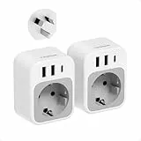 TESSAN Lot de 2 Adaptateur Prise Australie avec 1 USB C et 2 USB A, Adaptateur Prise Chinoise 2500 W, Voyage Accessoires pour Chine, Australie, Argentine, Nouvelle Zelande