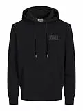 JACK & JONES Sweat à Capuche avec Logo Jjecorp Noos Sweatshirt, Noir/détail : Petit imprimé/Noir, XL Homme