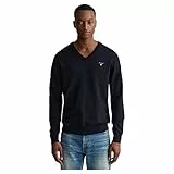 GANT Col en V en Coton Classique Sweater, Bleu Nuit, M Homme