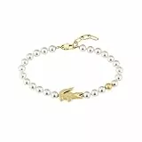 Lacoste Collier, Bracelet et Boucles d'Oreilles en Faux Perles Pour Homme et Femme Collection MATCHPOINT avec des Charms Différents en couleur Or Jaune