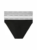 Calvin Klein Femme Slip Lot De 3 Bikini Coton Stretch, Multicolore (Black/White/Grey Heather), XS