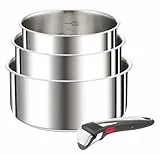 Tefal Ingenio Lot de 4 pièces, Casseroles 16/18/20 cm + 1 poignée amovible, Induction, Acier inoxydable, Empilable, Gain de place, Preference On L898S334