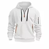 Générique Homme Sweat à Capuche avec Demi Fermeture éClair Vêtement Sweatshirt Hoodies Automne Hiver Chaud Manches Longues Grandes Tailles Pulls avec Poches, Veste Chaude décontractée Confortable